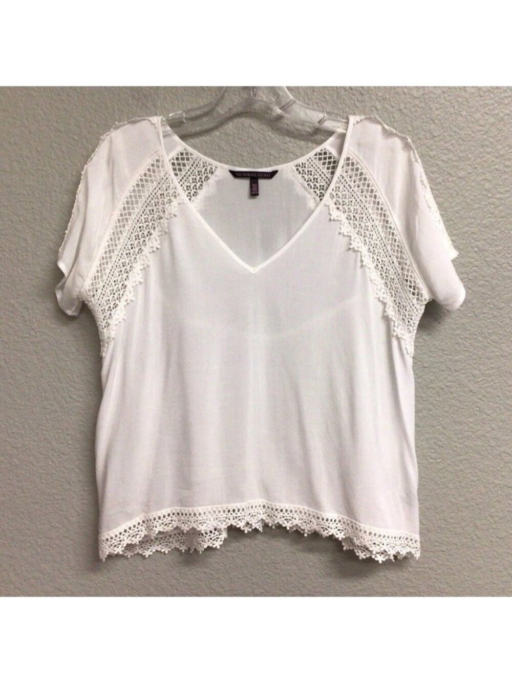 Victoria's Secret White Boho Lace Flutter Sleeve Blouse Women’s Size XS